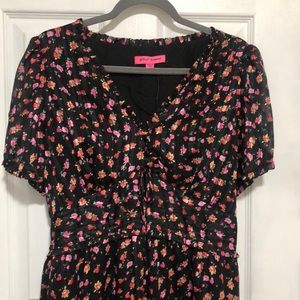 Betsy Johnson black and floral patterned dress